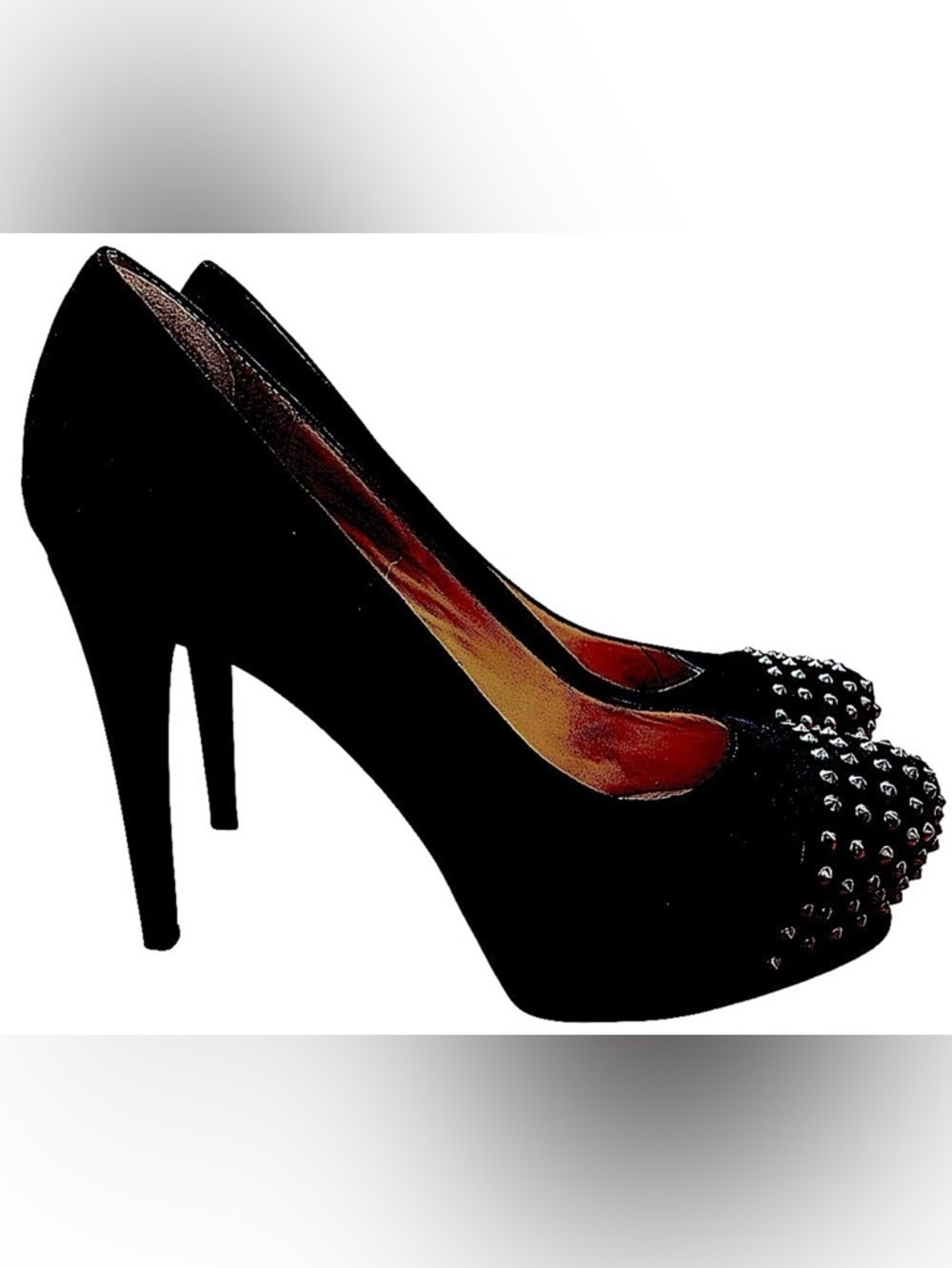 KENNETH COLE Studded Toe Suede Platform Heels In Black & Silver Sz 9.5✨LIKE NEW✨